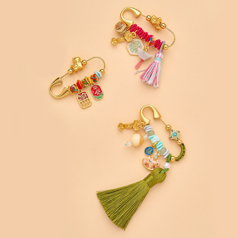 Buddha Stones Year Of The Horse Fu Character Lotus Attract Fortune Ruyi Handle Peace Buckle Luck Brooch - image 17