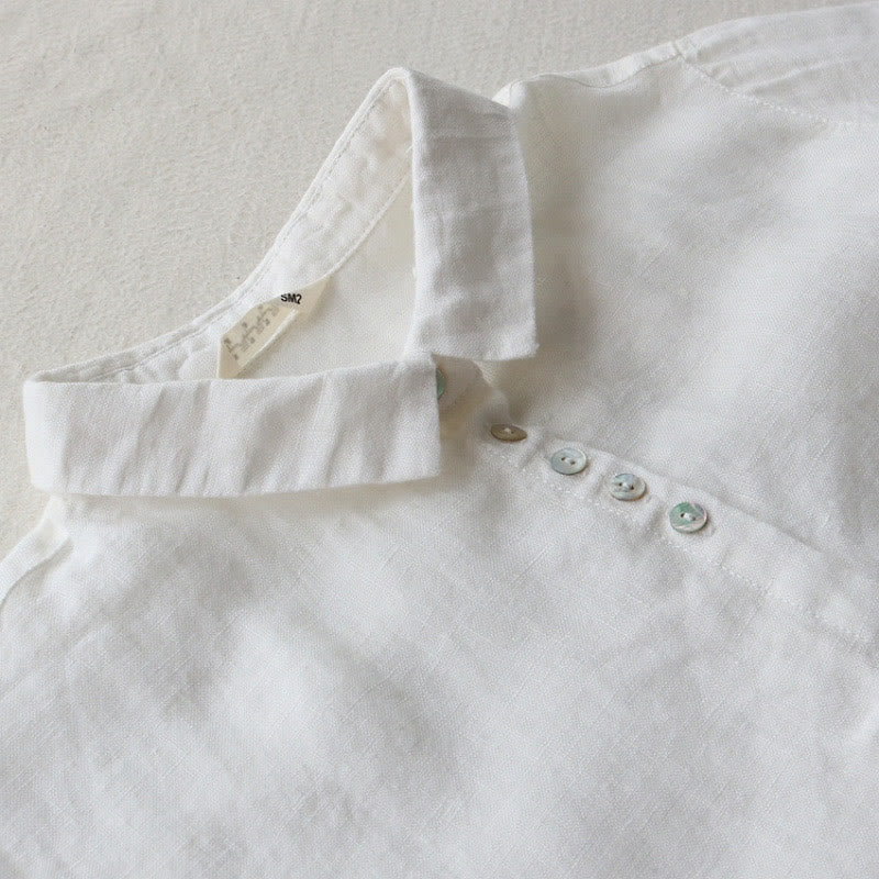 Buddha Stones Fall Solid Buttons Down Lapel Design Three Quarter Sleeve Women's Midi Dress With Pockets - image 6