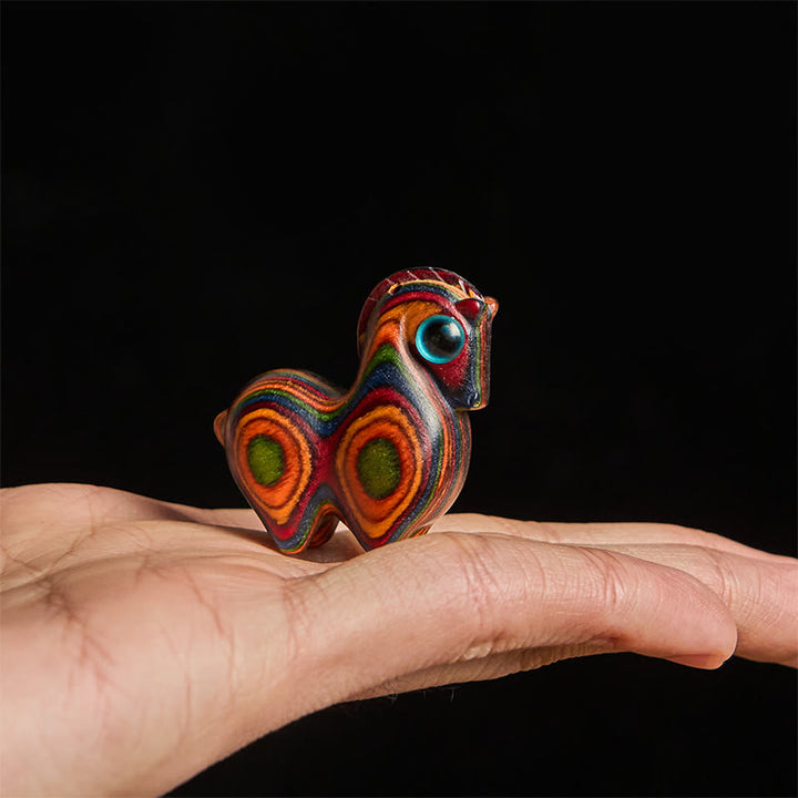 Buddha Stones Year Of The Horse Carved Tang Horse Rainbow Eucalyptus Creativity Desk Decoration - image 4