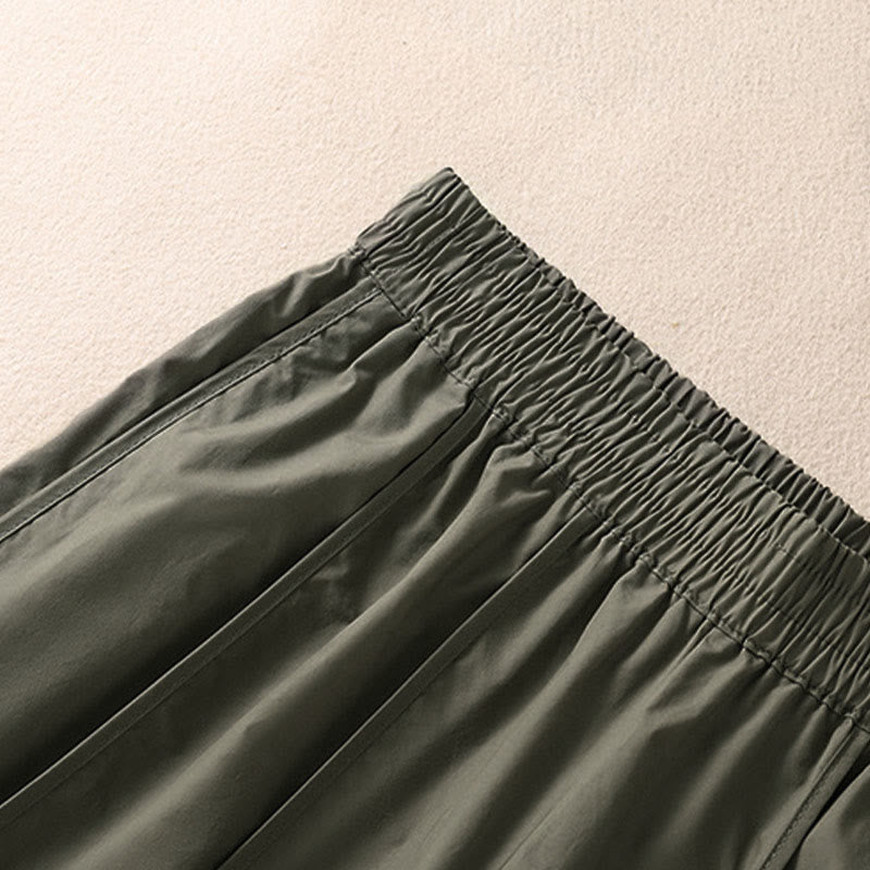 Buddha Stones Summer Simple Pure Color High Waisted Pleated Women's Harem Pants With Pockets - image 5