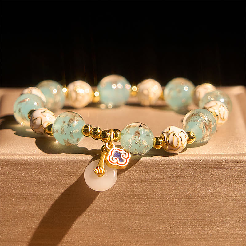 Buddha Stones Blue Liuli Glass Blessings Bracelet - image 1
