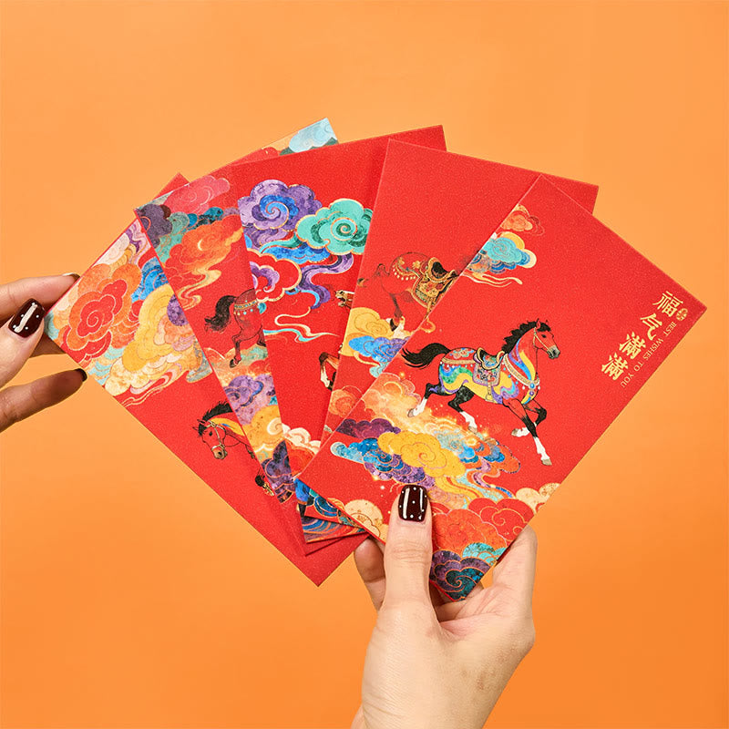Buddha Stones Year Of The Horse 2026 New Year Blessings 6pcs Chinese Red Envelope - image 4
