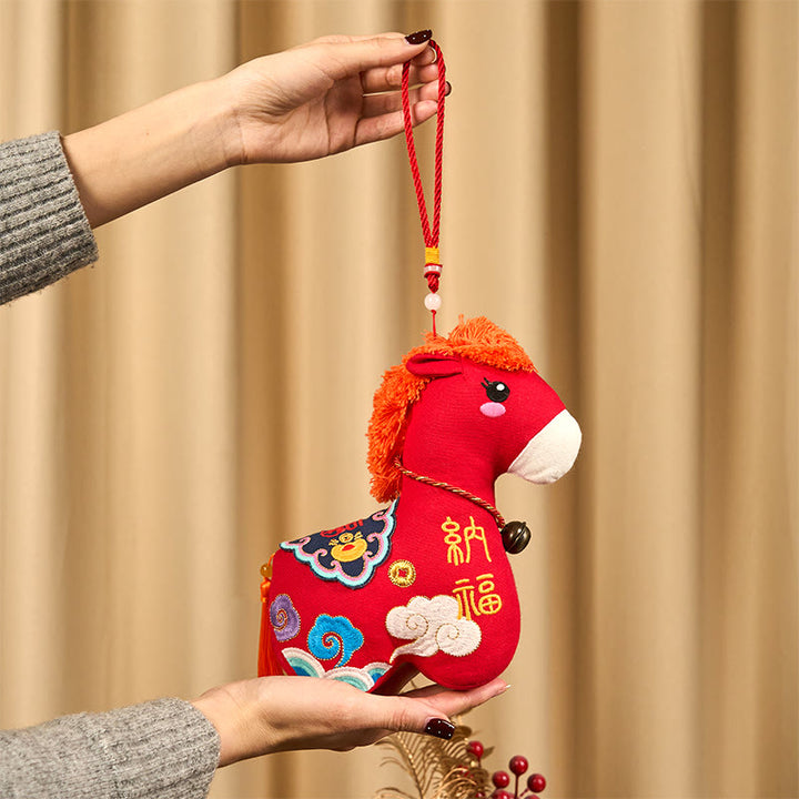 Buddha Stones Year of the Horse Copper Red String Fu Character Embroidery Prosperity Home Decoration - image 15