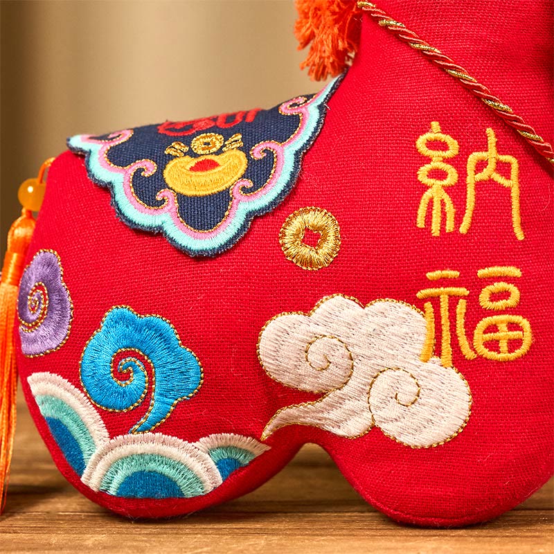 Buddha Stones Year of the Horse Copper Red String Fu Character Embroidery Prosperity Home Decoration - image 17