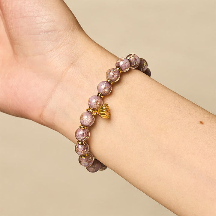 Buddha Stones Purple Liuli Glass Luck Bracelet - image 4