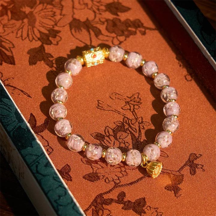 Buddha Stones Purple Liuli Glass Luck Bracelet - image 2