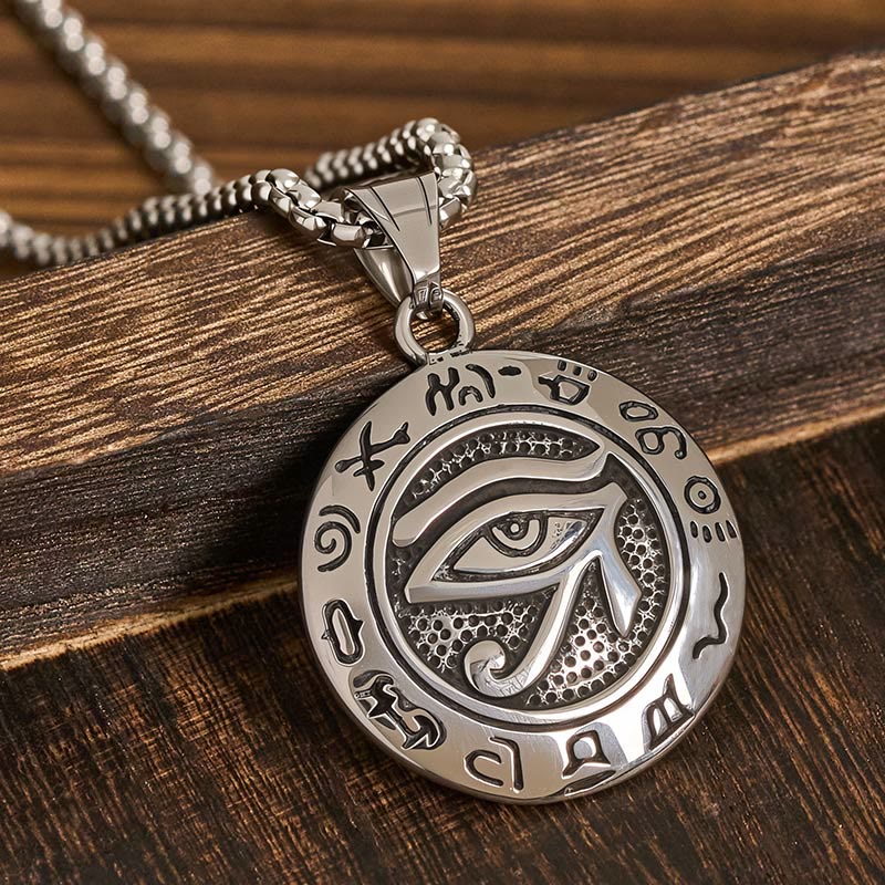 Buddha Stones Titanium Steel Evil Eye Balance Necklace Pendants - Silvery Titanium Steel Evil Eye - image 0
