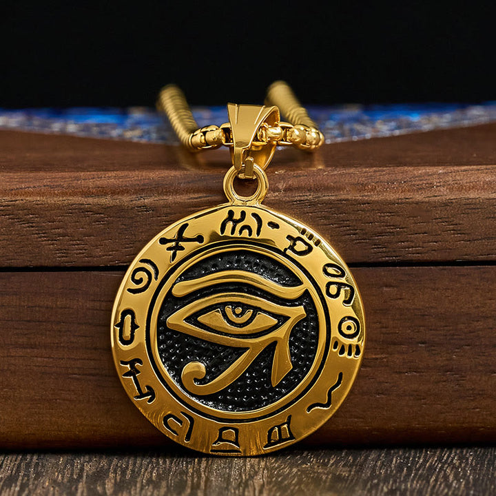 Buddha Stones Titanium Steel Evil Eye Balance Necklace Pendants - image 10