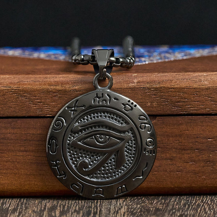 Buddha Stones Titanium Steel Evil Eye Balance Necklace Pendants - image 15