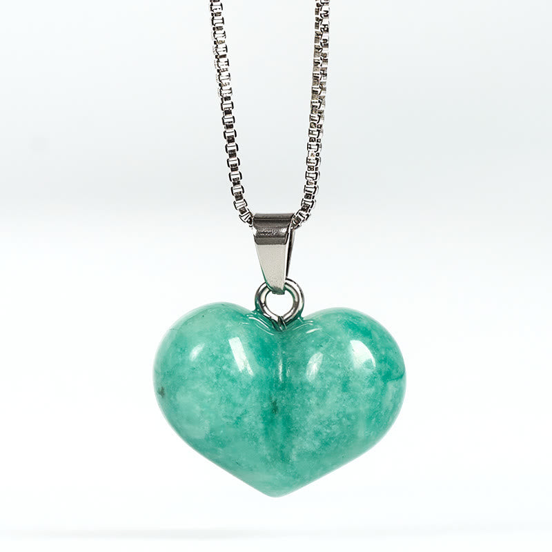 Buddha Stones Heart Design Amethyst Topaz Pink Crystal Opal Tiger Eye White Crystal Red Jasper Amazonite Green Aventurine Black Obsidian Citrine Balance Necklace Pendant - Amazonite - image 32