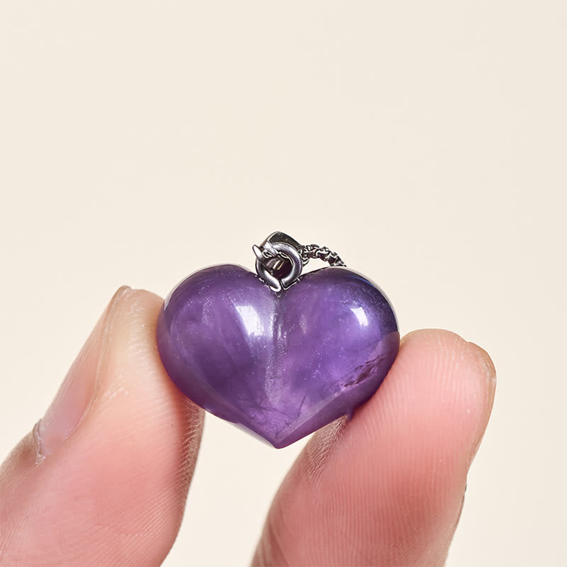 Buddha Stones Heart Design Amethyst Topaz Pink Crystal Opal Tiger Eye White Crystal Red Jasper Amazonite Green Aventurine Black Obsidian Citrine Balance Necklace Pendant - image 2