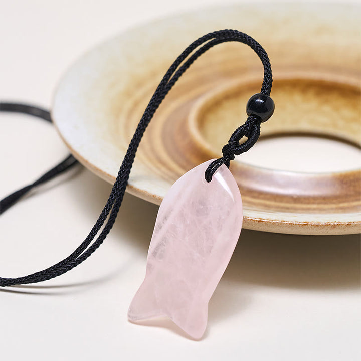 Buddha Stones Koi Fish Pink Crystal Indian Agate Amethyst Topaz Red Jasper Success Warmth Necklace Pendant - image 3