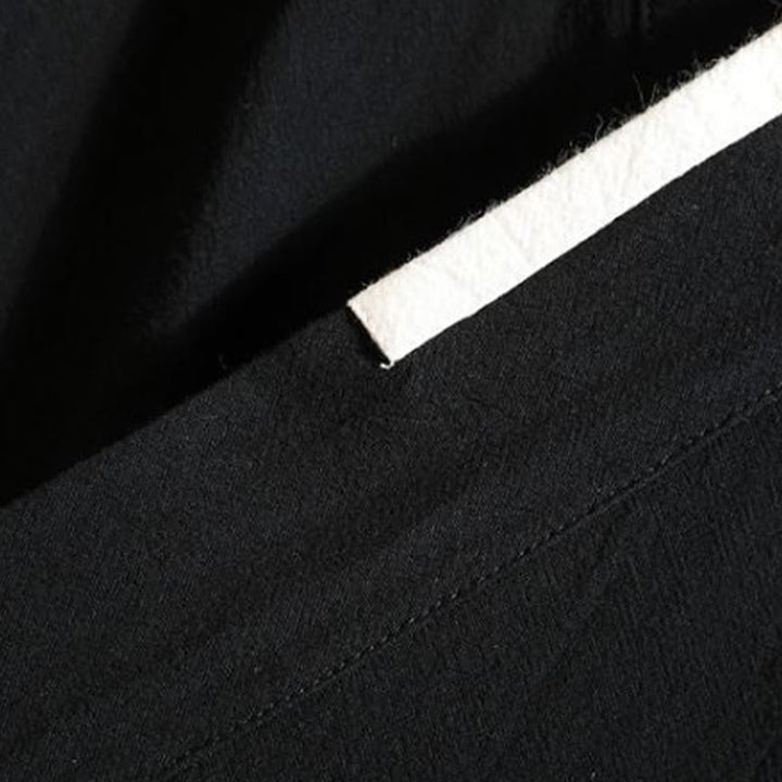 Buddha Stones Embroidered Crane Auspicious Cloud Pattern Open Front Short Sleeve Jacket Men's Cotton Kimono - image 8