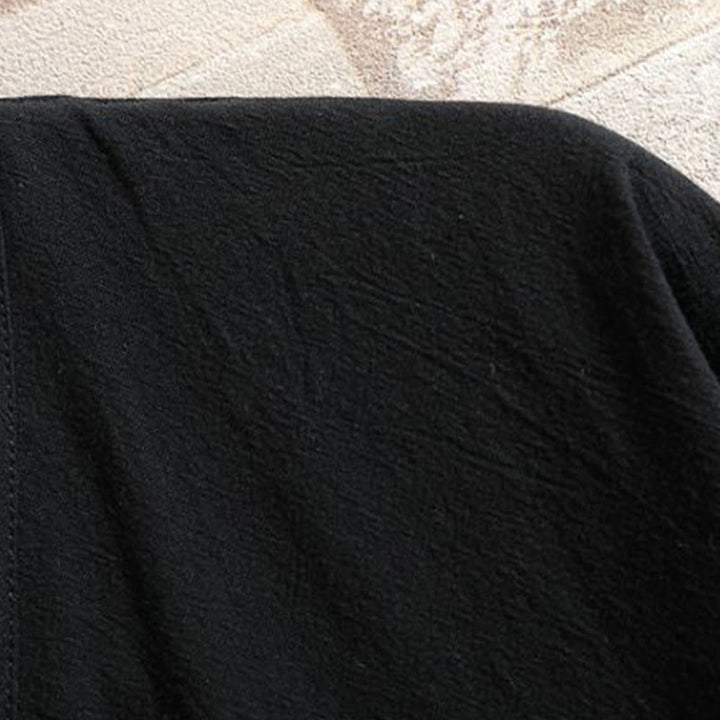 Buddha Stones Embroidered Crane Auspicious Cloud Pattern Open Front Short Sleeve Jacket Men's Cotton Kimono - image 9