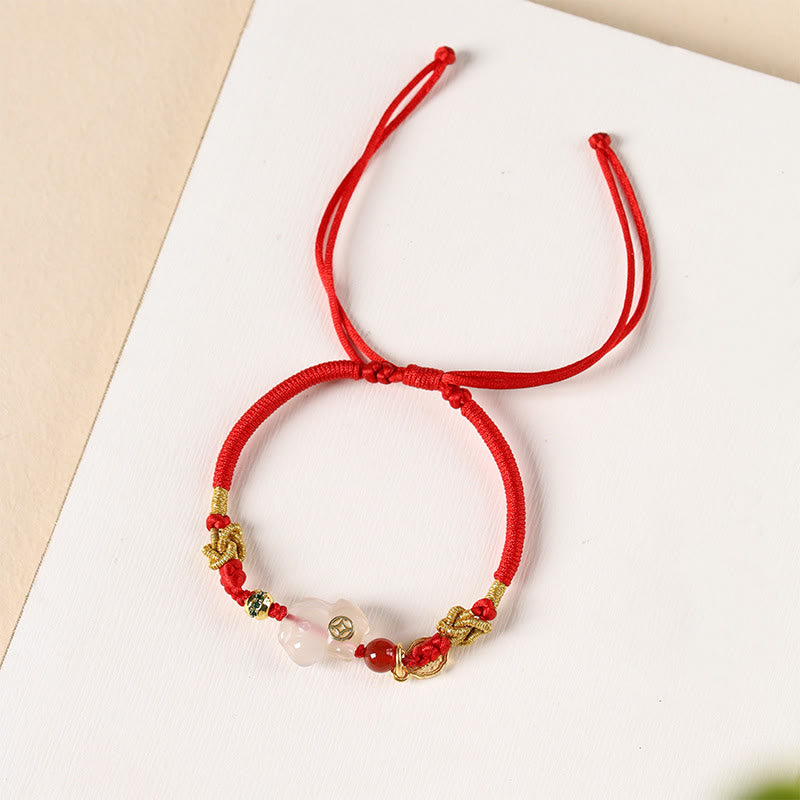 Buddha Stones Year Of The Horse Copper Sun Stone White Agate Red String Luck Bracelet - image 11