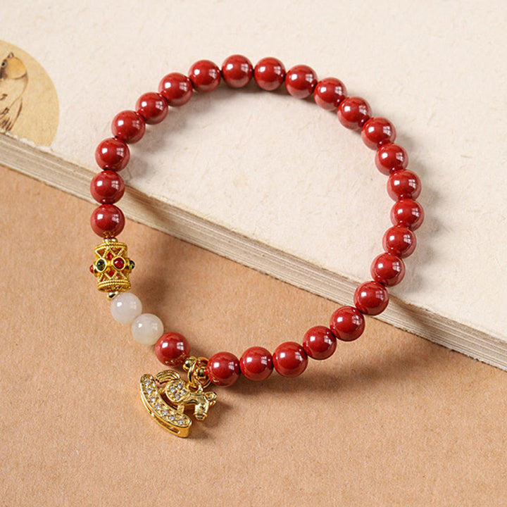 Buddha Stones Year Of The Horse Cinnabar Copper Hetian Jade Concentration Bracelet - Cinnabar Copper Hetian Jade(Wrist Circumference: 14-15 cm) - image 9