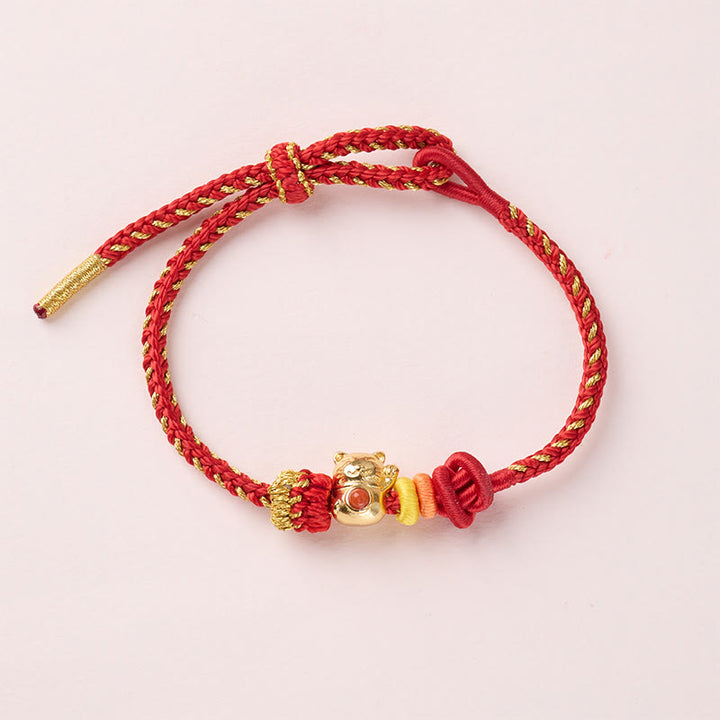 Buddha Stones Cat Copper Red String Luck Bracelet - image 1
