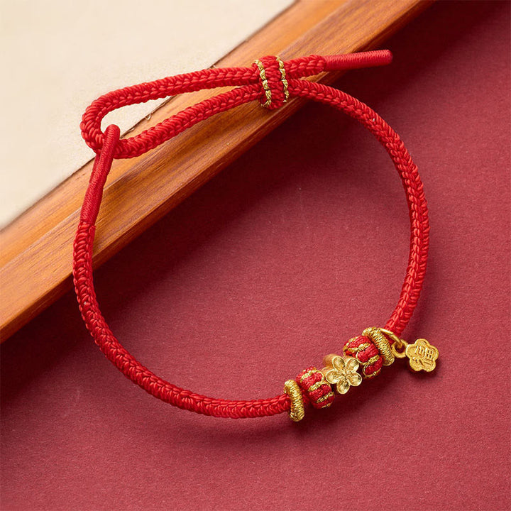 Buddha Stones Om Mani Padme Hum Fu Character Copper Red String Luck Bracelet - image 13