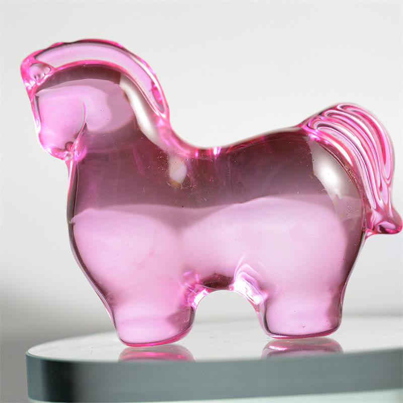 Buddha Stones "Hoping You Success and Good Luck" Year Of The Horse Carved Mini Liuli Crystal Art Piece Decoration Includes Gift Message Card - Pink 8*7cm - Deluxe Gift Bag (+$9.59) - image 10