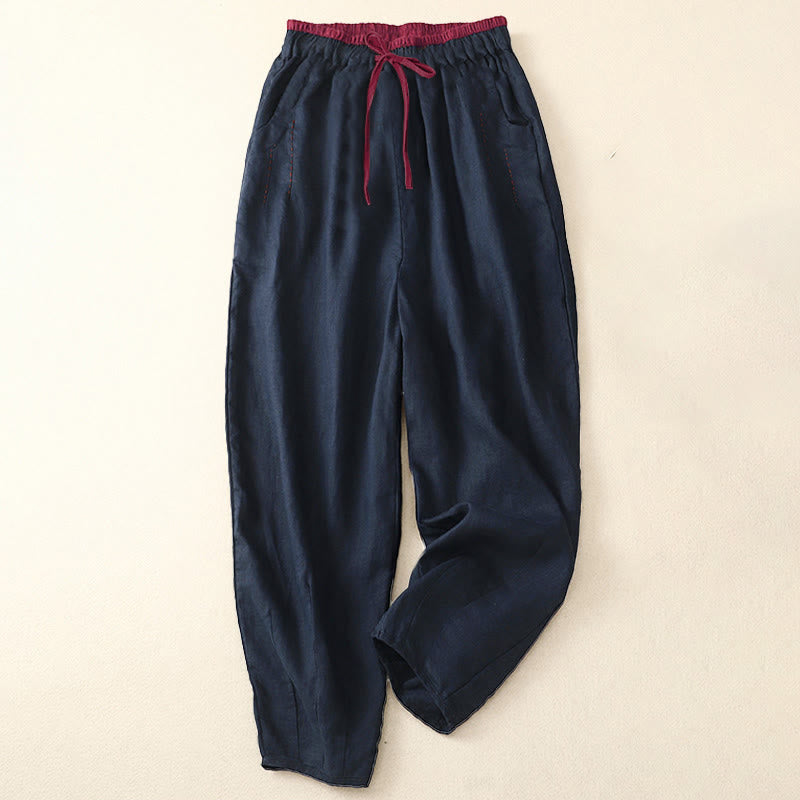 Buddha Stones Commute Color Blocking Design Women's Harem 7-8 Length Pants With Pockets - image 12