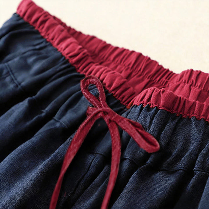 Buddha Stones Commute Color Blocking Design Women's Harem 7-8 Length Pants With Pockets - image 14