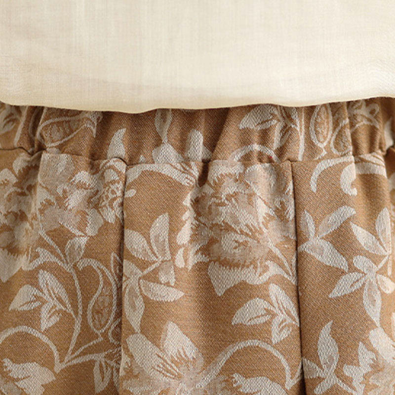 Buddha Stones Printing Flower Paisley Pattern A-line Elastic Waist Cotton Women's Skirt With Pockets - image 16