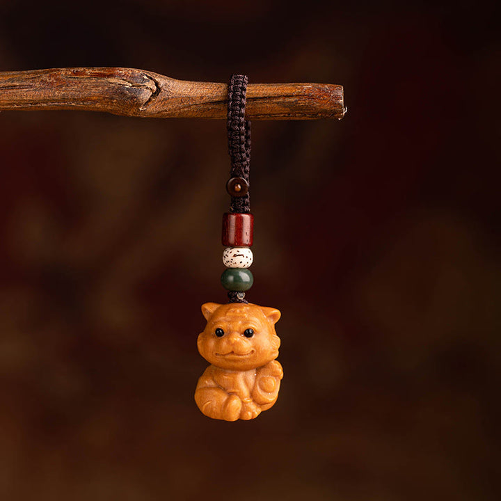 Buddha Stones Year Of The Horse Red Sandalwood Star Moon Bodhi Seed Blessing Key Chain - Red Sandalwood Star Moon Bodhi Seed Tiger - image 13