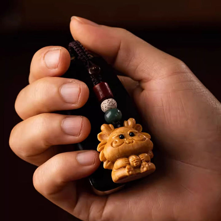 Buddha Stones Year Of The Horse Red Sandalwood Star Moon Bodhi Seed Blessing Key Chain - image 22