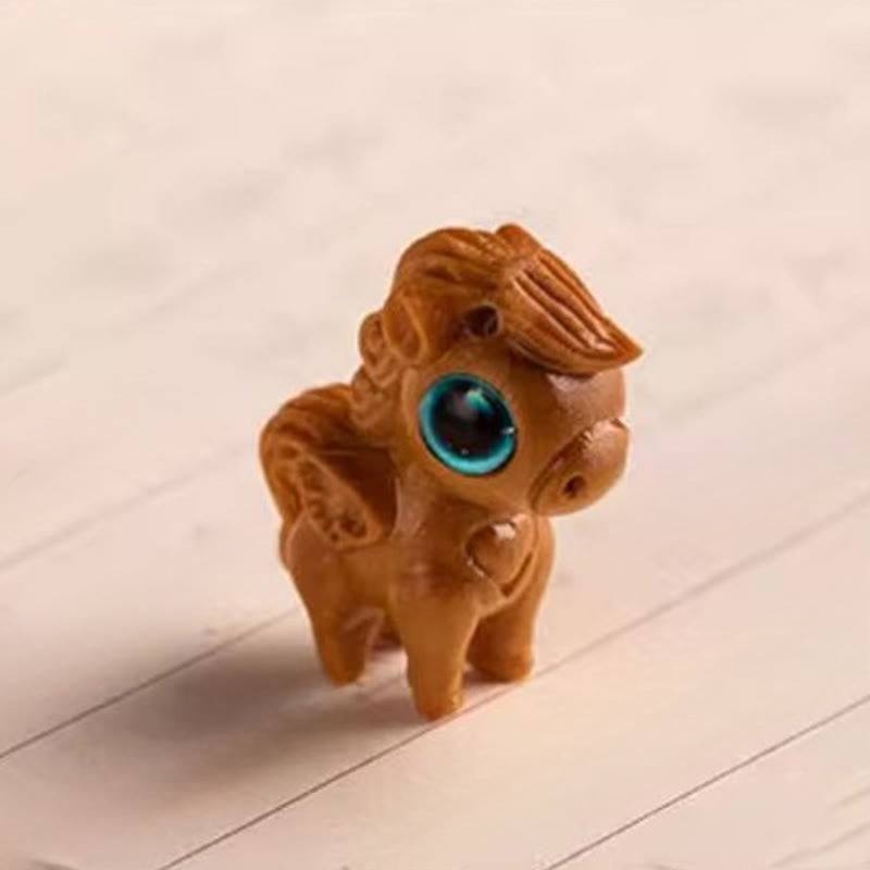 Buddha Stones Year Of The Horse Red Sandalwood Star Moon Bodhi Seed Blessing Key Chain - image 1