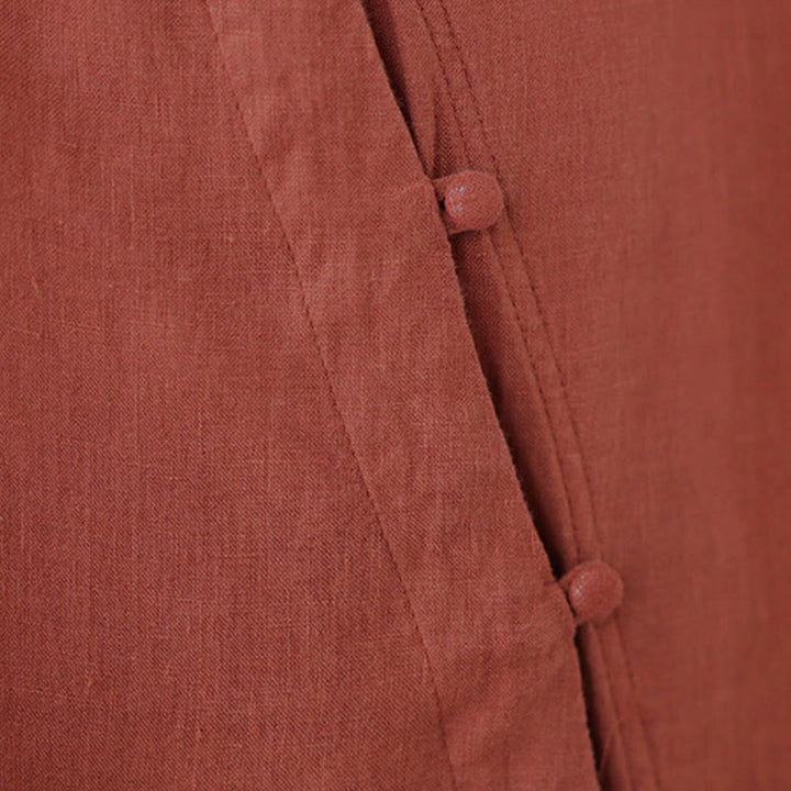 Buddha Stones Lapel Frog-Button Diagonal Placket Design Three Quarter Sleeve Women's Cotton Shirt - image 6