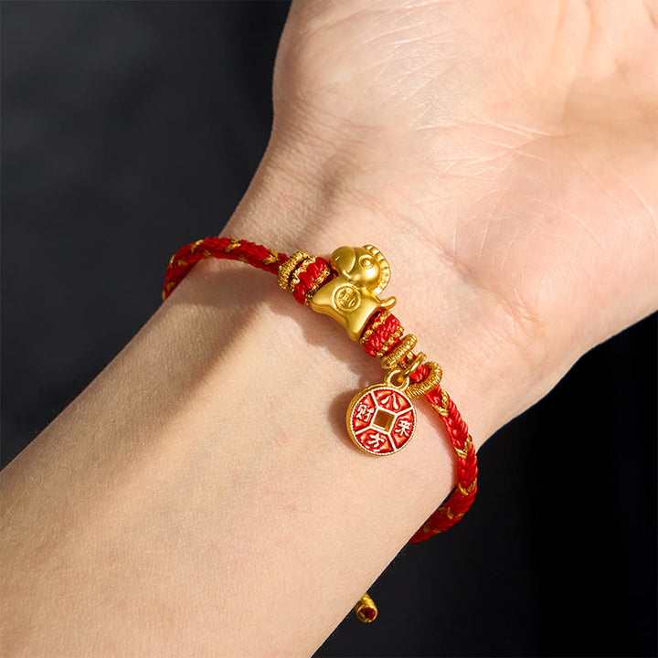 Buddha Stones Year Of The Horse Red String Copper Coins Luck Bracelet - image 4