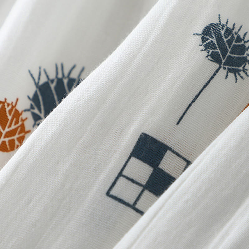 Buddha Stones Printed Half Button DesignThree Quarter Gathered Sleeve Women's Cotton Shirt - image 6