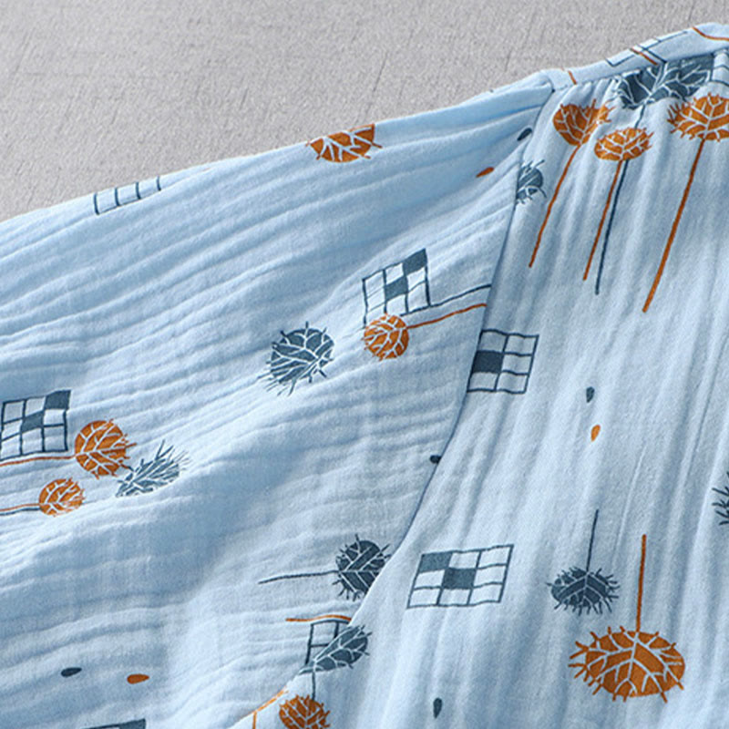 Buddha Stones Printed Half Button DesignThree Quarter Gathered Sleeve Women's Cotton Shirt - image 14