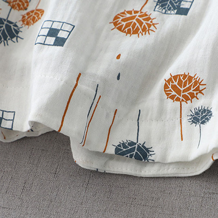 Buddha Stones Printed Half Button DesignThree Quarter Gathered Sleeve Women's Cotton Shirt - image 8