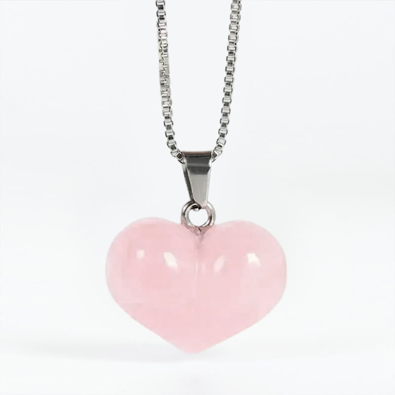 Buddha Stones Heart Design Amethyst Topaz Pink Crystal Opal Tiger Eye White Crystal Red Jasper Amazonite Green Aventurine Black Obsidian Citrine Balance Necklace Pendant - Pink Crystal - image 12