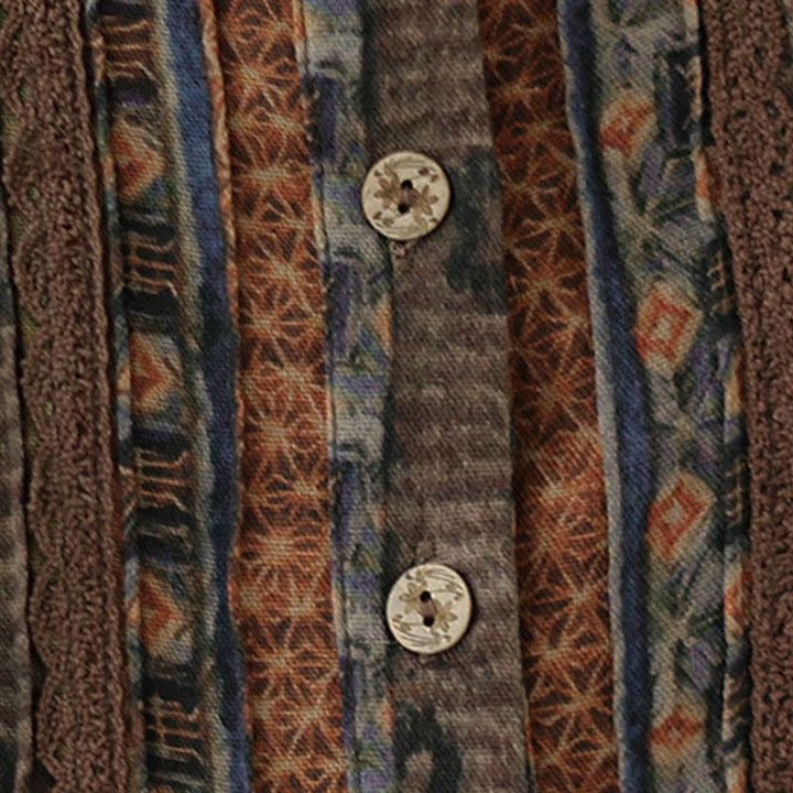 Buddha Stones Retro Printed Floral Women's Accordion Pleats Design Long Sleeve Shirt With Pockets - image 12