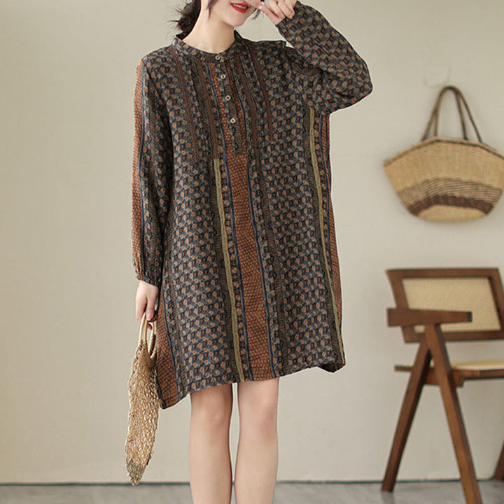 Buddha Stones Retro Printed Floral Women's Accordion Pleats Design Long Sleeve Shirt With Pockets - image 2