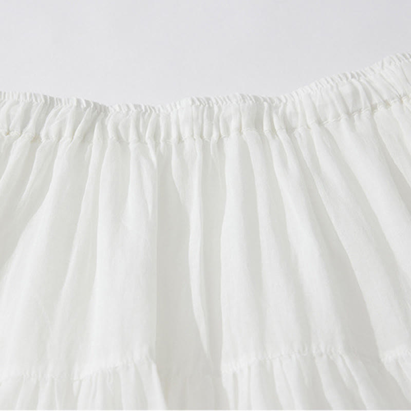 Buddha Stones Embroidery Hollow Design A-line Drawstring High Waist Women's Skirt With Pockets - image 11