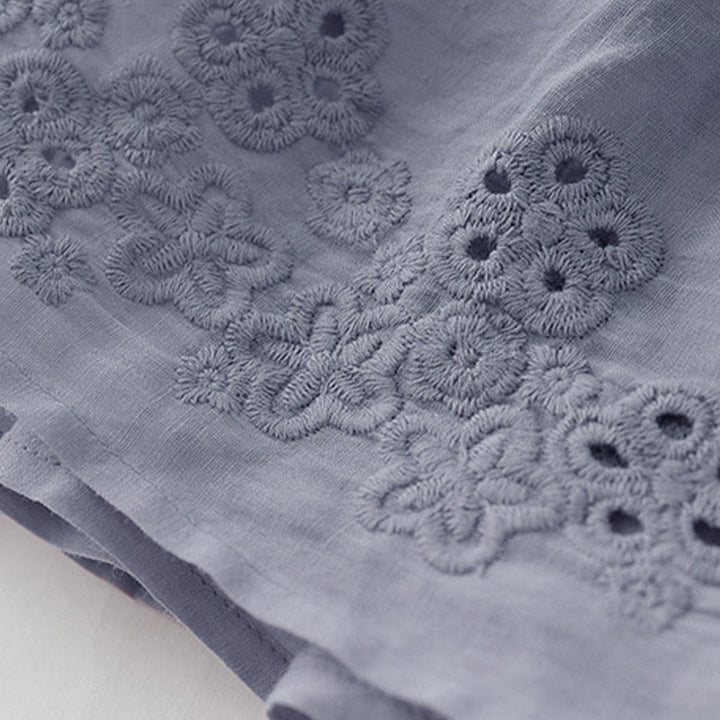 Buddha Stones Embroidery Hollow Design A-line Drawstring High Waist Women's Skirt With Pockets - image 7