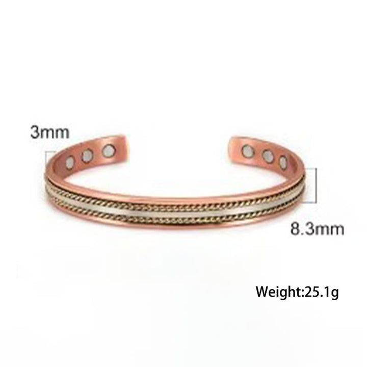 Buddha Stones Retro Twisted Design Copper Open Wealth Luck Cuff Bracelet Bangle Ring - Ring(Size: Adjustable) - image 1