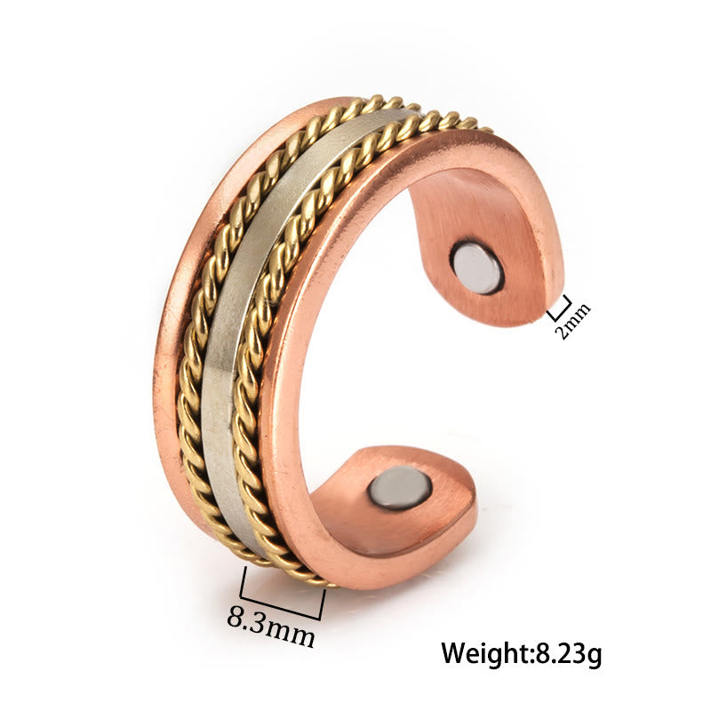 Buddha Stones Retro Twisted Design Copper Open Wealth Luck Cuff Bracelet Bangle Ring - image 13