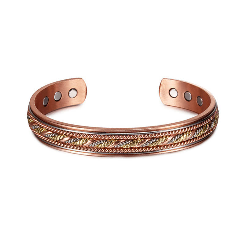 Buddha Stones Retro Open Twisted Copper Balance Luck Cuff Bracelet Bangle - Copper(Wrist Circumference: 15-18cm) - image 0