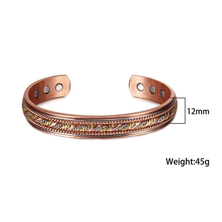 Buddha Stones Retro Open Twisted Copper Balance Luck Cuff Bracelet Bangle - Copper(Wrist Circumference: 15-18cm) - image 0