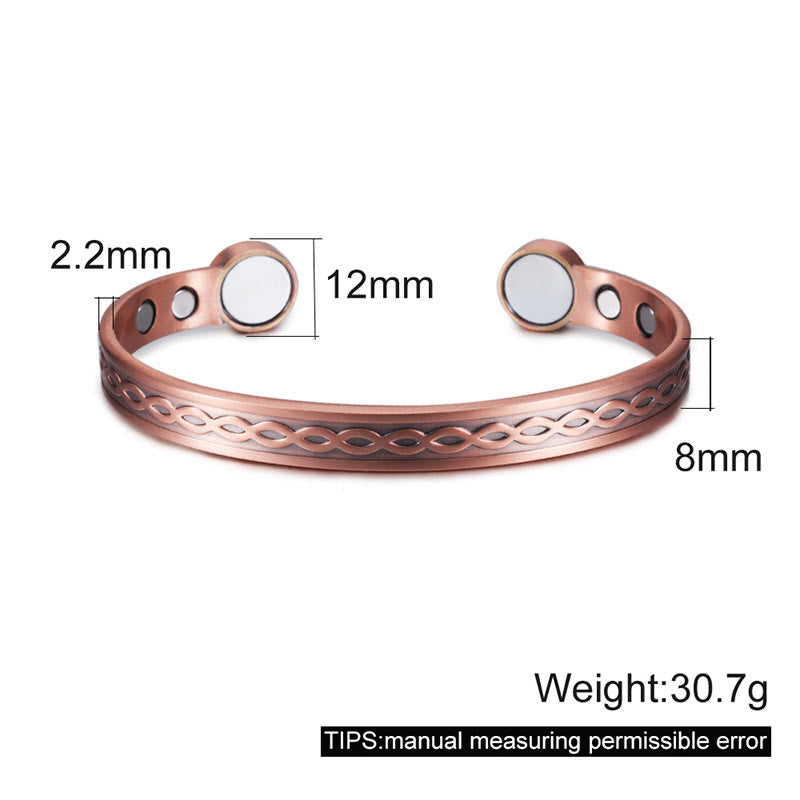 Buddha Stones Interwoven Loop Pattern Copper Balance Luck Open Cuff Bracelet Bangle - image 2