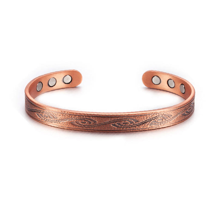 Buddha Stones Spiral Pattern Copper Balance Open Adjustable Cuff Bracelet Bangle - image 1