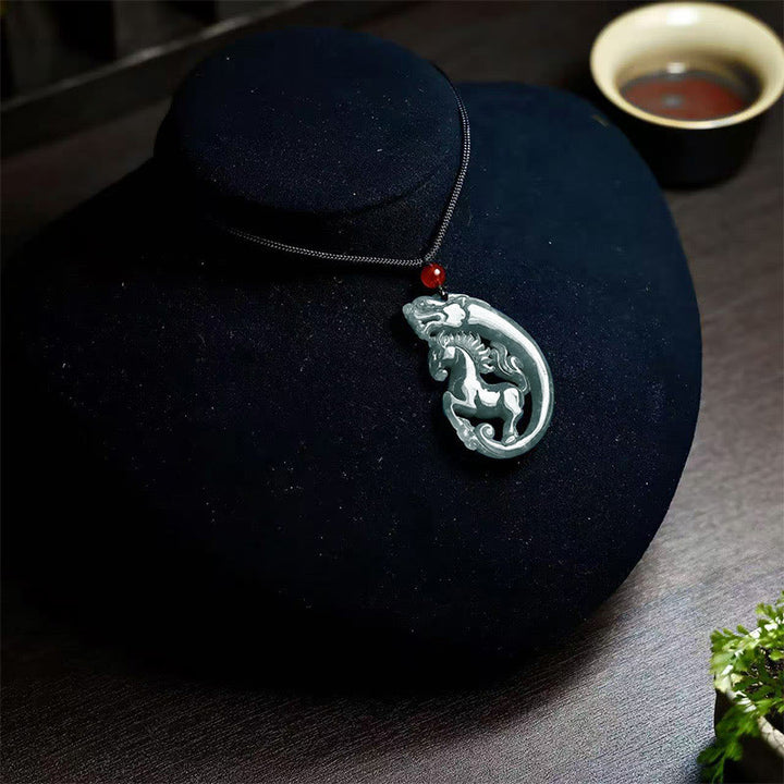 Buddha Stones Year Of The Horse Garnet Dragon Jade Fu Character Protection Luck Bundle - image 5