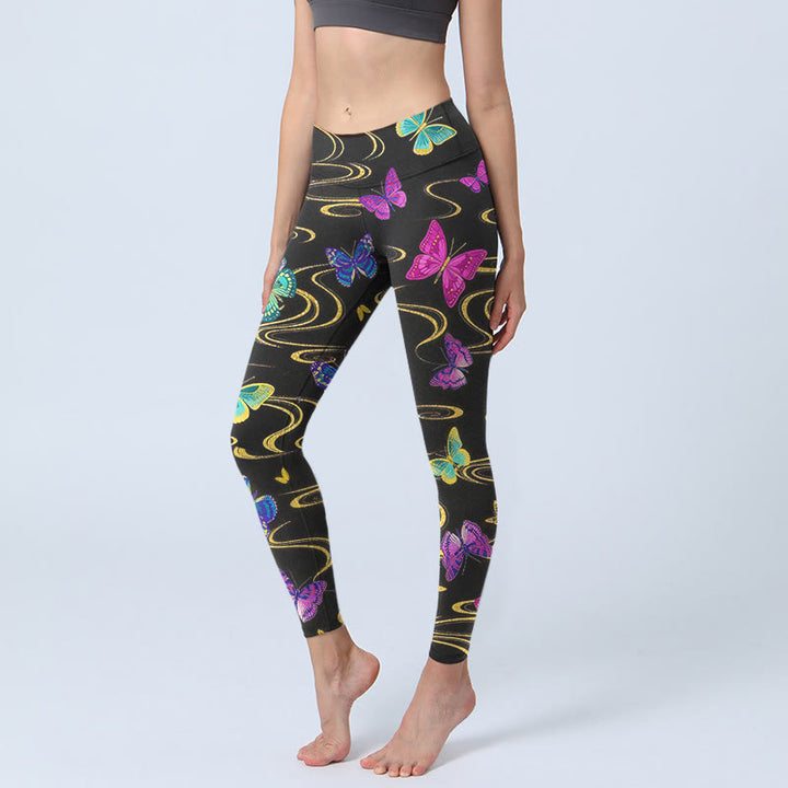 Buddha Stones Gorgeous High Contrast Butterfly Pattern Print Gym Leggings Women's Yoga Pants - Black - US18，UK/AU22，EU50 (4XL) - image 0