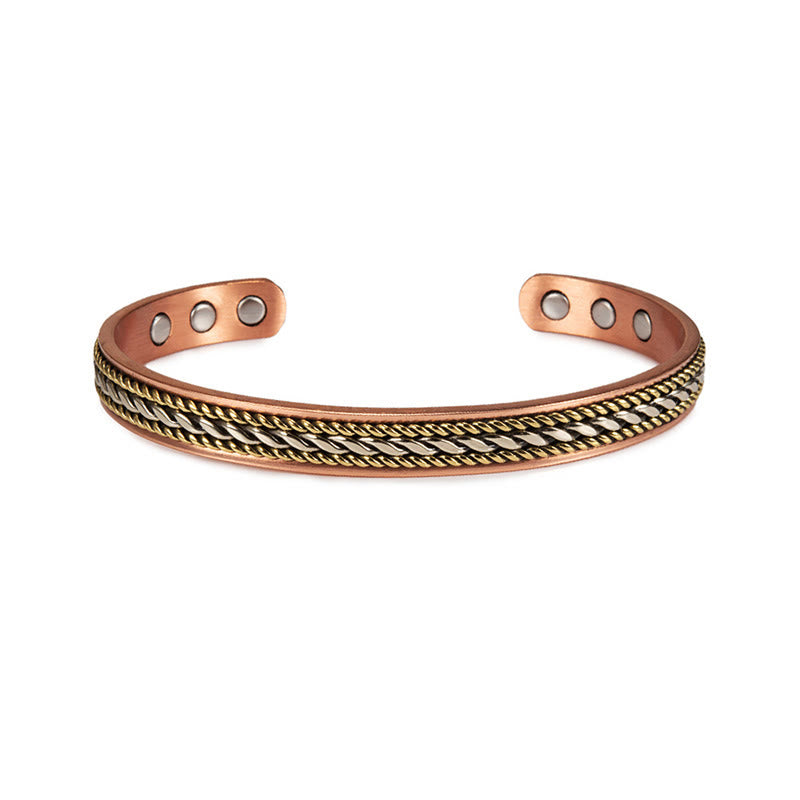 Buddha Stones Retro Twisted Copper Balance Luck Open Adjustable Cuff Bracelet Bangle - Copper(Wrist Circumference: 15-18cm) - image 0