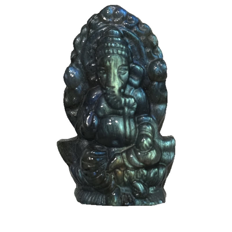 Buddha Stones Ganesh Ganpati Elephant Figurine Labradorite Healing Statue Home Decoration - image 3