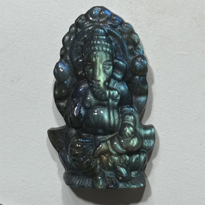 Buddha Stones Ganesh Ganpati Elephant Figurine Labradorite Healing Statue Home Decoration - image 2